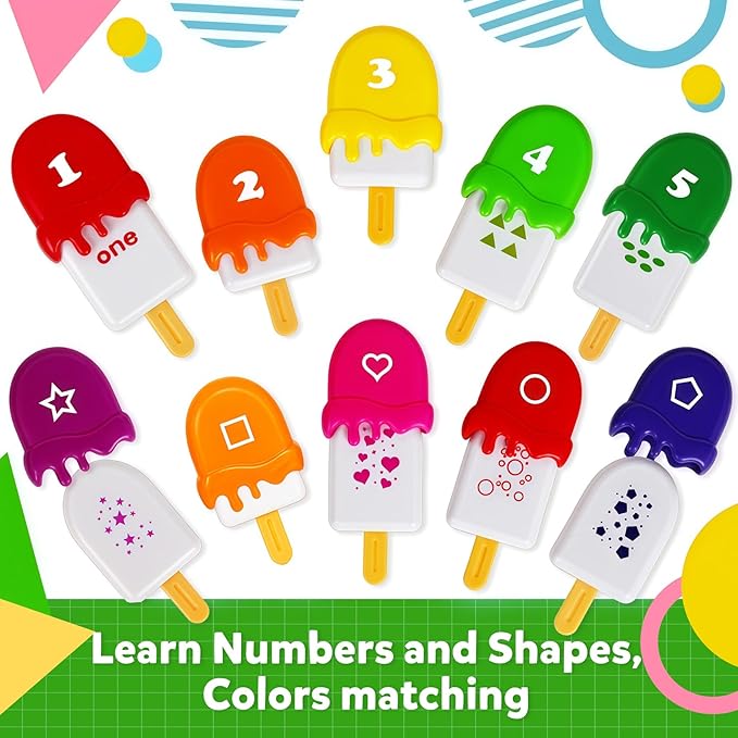 Ice Cream Toy Set - Number & Shape Sorting Stacking Bucket for Toddlers - Educational Counting Color Recognition - Montessori Math Learning Toys for Kids Ages 3+Year Old