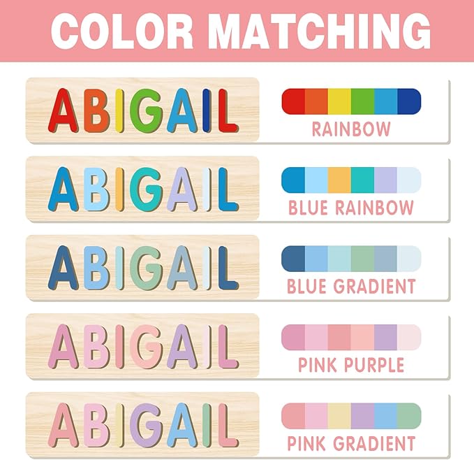 Name Puzzle for Kids Personalized, Custom Wooden Name Animal Puzzle, Montessori Learning Toys for Toddler 1-3, First Birthday Gifts for Girls&Boys