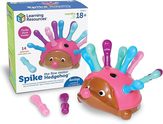 Learning Resources Spike The Fine Motor Hedgehog Pink - 14 Pieces, Ages 18+ months Fine Motor and Sensory Toy, Educational Toys for Toddlers, Montessori Toys