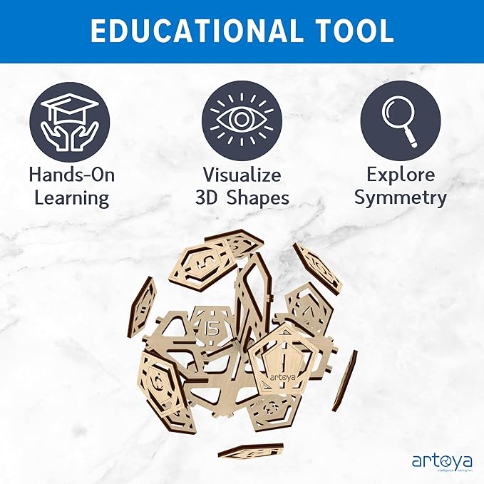 3D Wooden Puzzles for Teens & Adults – Smart Brain Teaser Puzzles, Wood Models, Creative & Educational Fun, Sustainable Materials, Ages 14 and Up Dodecahedron D12