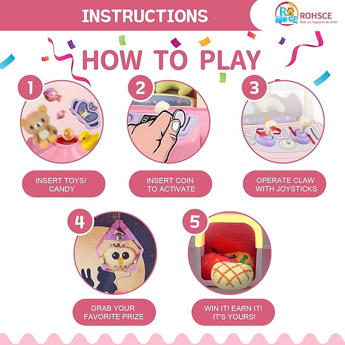 Kids Claw Machine, Girl Toys for Ages 8-13 Arcade Game Toy Claw Machine Electric Candy Vending Machine Toy with LED Lights & Adjustable Sound Birthday Gifts for 6 7 9 10 12 Years Old