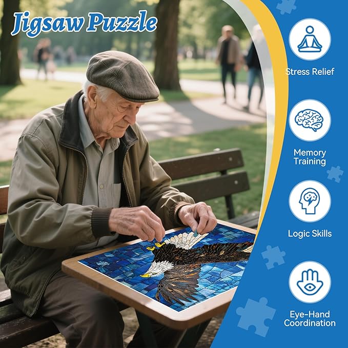 500 Piece Puzzle for Adults, Mosaic Eagle, Wildlife and Nature Puzzle 500 Pieces, for Family Kids and Adults, Relaxing and Challenging, 20.5 x 15 in
