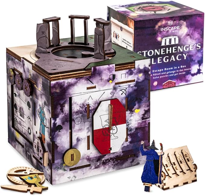 INSCAPE Cluebox Stonehenge´s Legacy - Puzzle Box - Interactive Wooden Escape Room in A Box for Adults with Hidden Compartments - Gift Idea for Puzzle and Mystery Fans - Brain Teaser