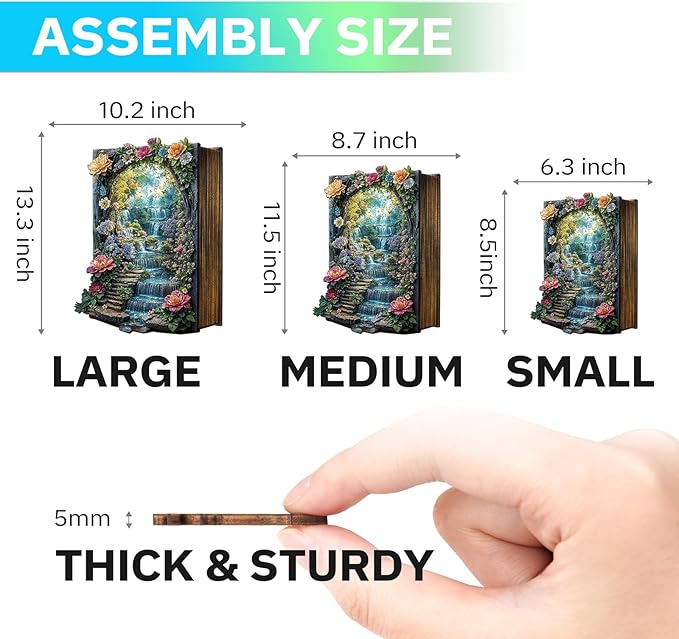 Jigfoxy Wooden Puzzles for Adults, Beautiful Scenes From a Book Wood Puzzles Adult, Unique Animal Shape Wooden Jigsaw Puzzles for Adults, Birthday Gifts for Puzzle Lovers, Family (M-8.7*11.5in-165pcs)