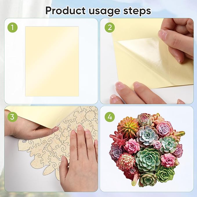 delobil Succulent Bouquet Wooden Puzzles for Adults, 200 Pieces Mandala Round Jigsaw Puzzles, Medium Size Unique Shaped Liberty Wood Puzzle Gift for Kids, Family Game 11.3'' x 10.5''