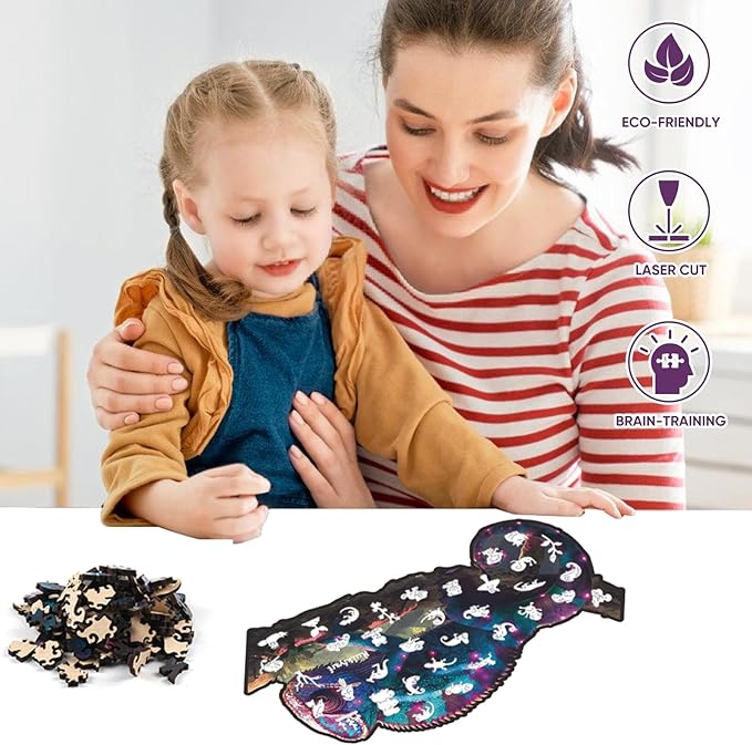 Ruikiyart Wooden Puzzles for Adults, 5MM 200 Pieces Chameleon Jigsaw Puzzles Unique Shapes Lizards Wood Puzzles Gift for Kids and Adults on Birthday, Thanksgiving, Christmas (14.1"x11.1")