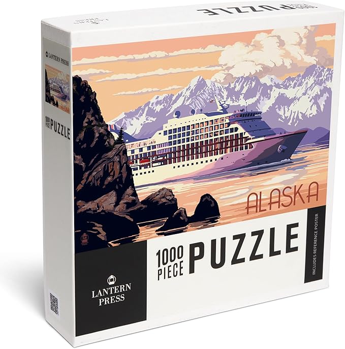 Lantern Press 1000 Piece Jigsaw Puzzle for Adults, Alaska, Cruise Ship and Sunset