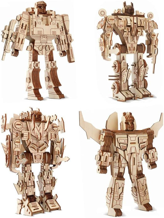 3D Wooden Robot Puzzle,4 Piece Set Wood Crafts DIY Assembly Puzzle,Wooden Robot Model Kits,3D Wood Toys for Adults Man Teens Boys Kids Birthday