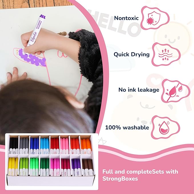 Washable Dot Markers Bulk, Pack of 320 with 16 Vibrant Colors, Shimmer Bingo Paint Daubers Supplies for Toddlers Preschool Student, Painting Art and Crafts, Non Toxic Water-Based