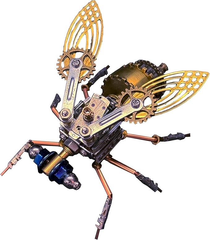 Steampunk Metal Insect Bug Mechanical Steampunk Sculpture Steampunk Mechanical Insect Clockwork 3D Steampunk Metal Puzzle Kits for Adults (Mechanical Fruit Fly)