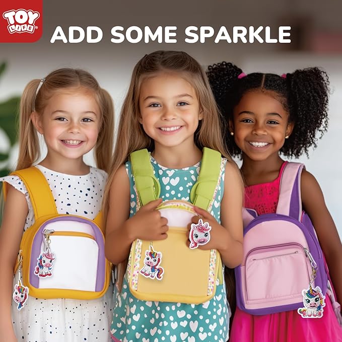 TOY Life Diamond Art Kits for Kids, 9PCS DIY Unicorn Diamond Painting Kits Keychains for Girls, Diamond Dots Gem Art for Kids 4-8 8-12