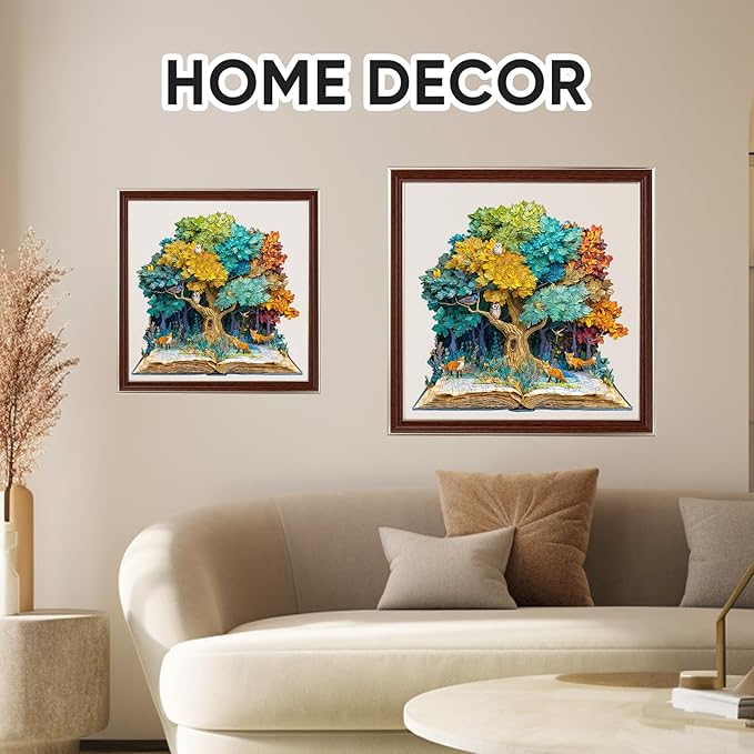 Wooden Puzzles for Adults, 500 Pieces Tree Book Wooden Jigsaw Puzzles, Unique Shaped Puzzle Gift for Adults and Kids on Birthday, Thanksgiving, Challenging Family Puzzle Games (16.9“*16.1")