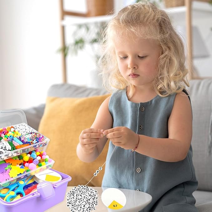 3000Pcs Arts and Crafts Supplies for Kids Craft Kits with Pipe Cleaners Crafting Supply All in 3 Layered Craft Box DIY Crafts for Kids Ages 4-8 8-12 Homeschool Supplies Toys Gifts for Girls & Boys