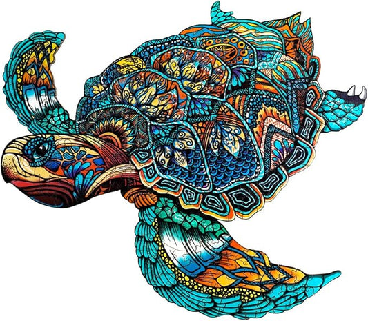 Jigfoxy Wooden Puzzles for Adults, Sea Turtle Wooden Jigsaw Puzzles,Unique Animal Shape Puzzles, Christmas Thanksgiving Gifts for Family Turtle Lover(XL-22.8 * 19.3in-631pcs)