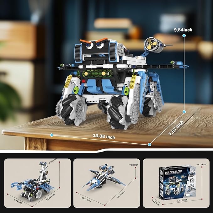 3-in-1 STEM Robot Building Kit, 856 PCS App & Remote Control Robotics Toys for Kids Age 8-12, Educational Birthday Gifts for 10-16 Years Old Boys Girls
