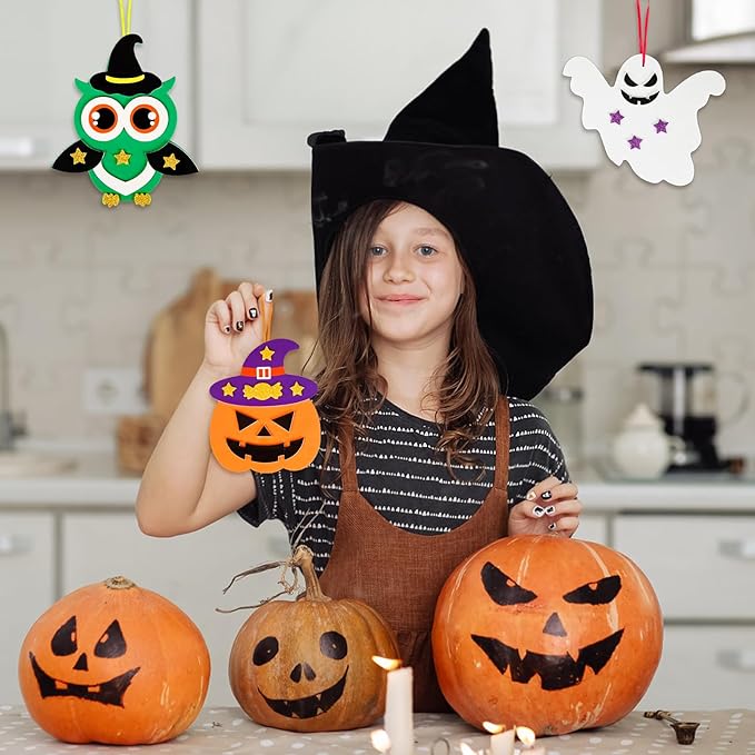 Fennoral 12 Pack Halloween Craft Kit for Kids Make You Own Halloween Foam Stickers Arts and Crafts DIY for Kids Boys Girls Party Supplies Halloween Decoration