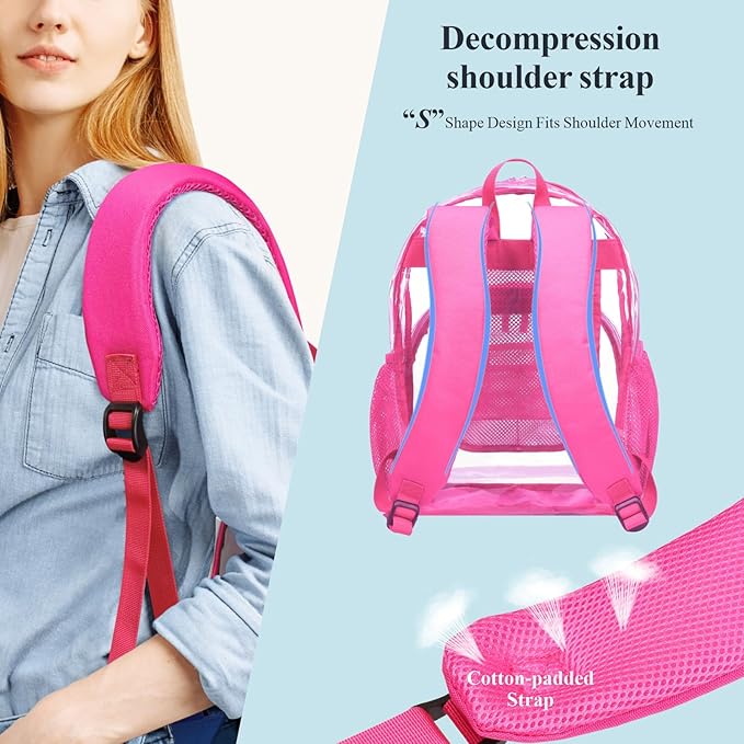 PACKISM Clear Backpack - 17 inch Heavy Duty Clear Backpacks for School, Large Transparent Bookbag for Students (Age 12+)