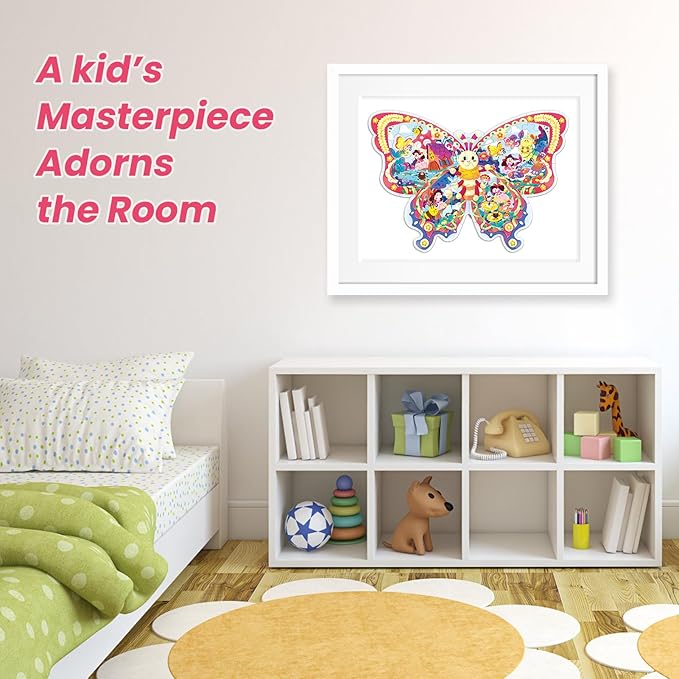 ELX 52 Piece Butterfly Jigsaw Puzzle for Kids 3+, Large Floor Puzzle for Preschool Learning with Storage Bag, Educational Toy Gift Birthday and Christmas for Boys Girls