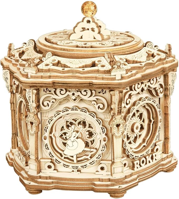 ROKR 3D Wooden Puzzles Music Box (Secret Garden) - Model Kits for Adults Spinning Musical Jewelry Box Vintage Keepsakes Storage, Gifts for Teens/Woman/Man