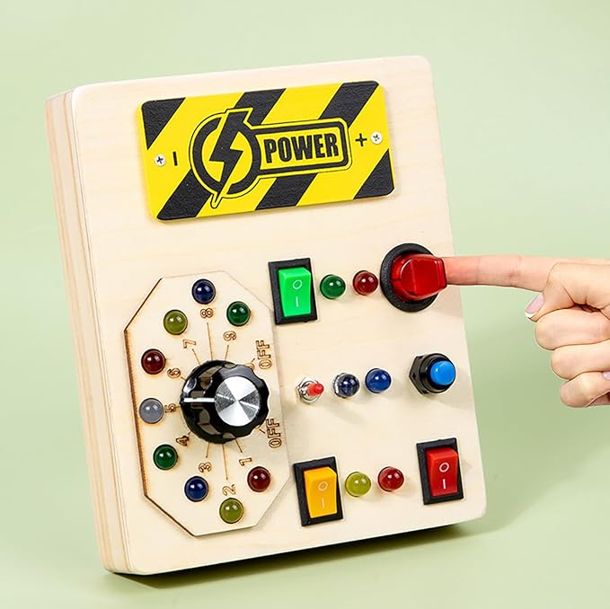 Montessori Toddler Busy Board Montessori Toy Kids Wooden Sensory Board with Switches Sensory Toys Switch Toys Travel Toys Kids Gifts for Birthday Christmas (Band Switch)