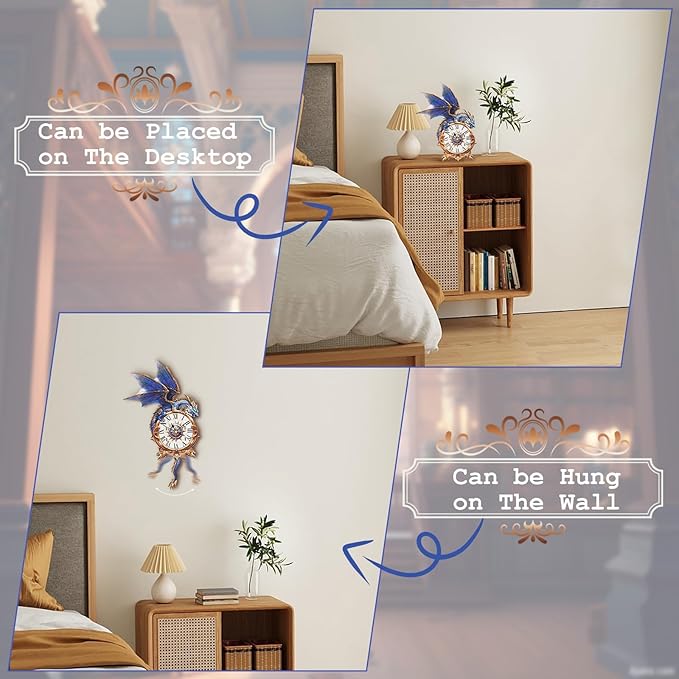 3D Dragon Puzzle Clock - DIY Building Kit for Adults, Roman Numeral Wall Timepiece with Silent Movement, Creative Home Decor & STEM Gift for DIY Enthusiasts