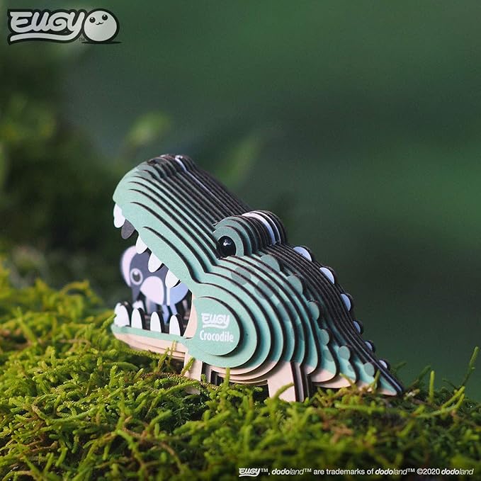 Eugy Crocodile 3D Puzzle - 22 Piece Eco-Friendly Educational Toy Puzzle for Boys, Girls & Kids Ages 6+