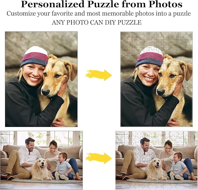 Custom Puzzle 120/200/300/500/1000/1500 Pieces, Personalized Puzzle from Your Own Photos, Customized Picture Jigsaw Puzzle Gift for Christmas Wedding Birthday Family
