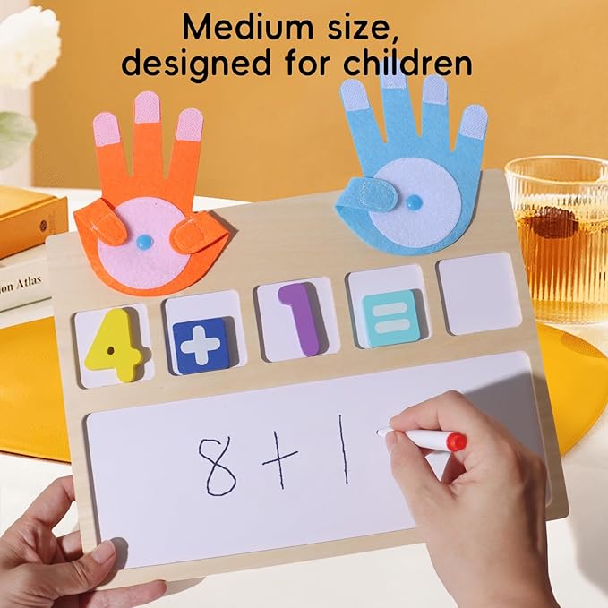 Montessori Math Board Toy - Double-Sided Finger Counting & Number Tracing Board Number Blocks, Wooden Math Manipulatives for Kids Ages 3-6, Preschool Classroom Homeschool Educational Games