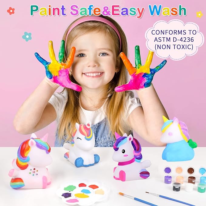 dededa Paint Your Own Unicorn Night Light Art Kit, Arts and Crafts for Kids Ages 4-8,Unicorns Gifts for Girls Painting Kit Unicorn Toys for Kids 4 5 6 7 8 9 10 11 12+ (1Pc)