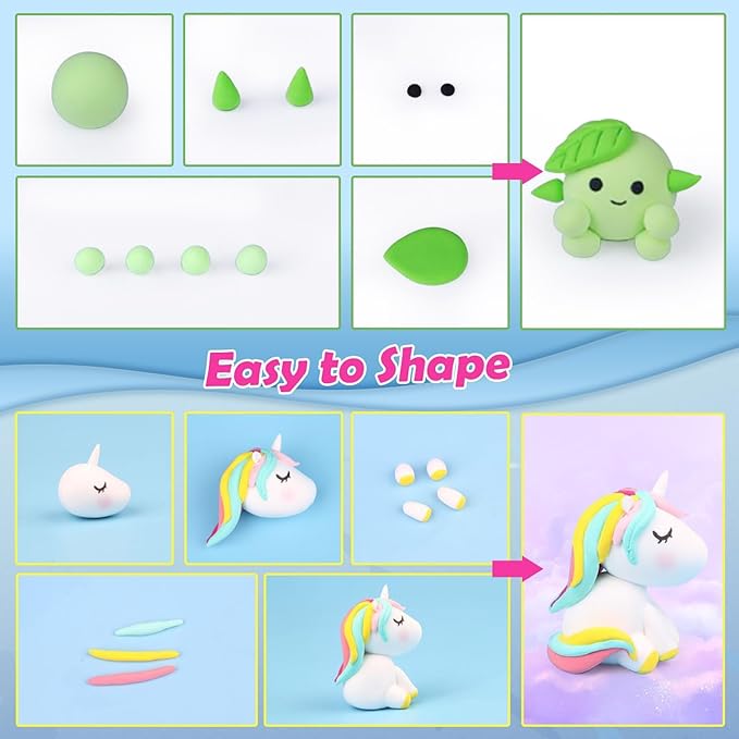 ESSENSON Air Dry Clay - 80 Colors Modeling Magic Clay, Best Gift for Boys & Girls Age 3-12 Year Old, DIY Molding Kids, with Sculpting Tools, Decoration Accessories, Kids Art Crafts