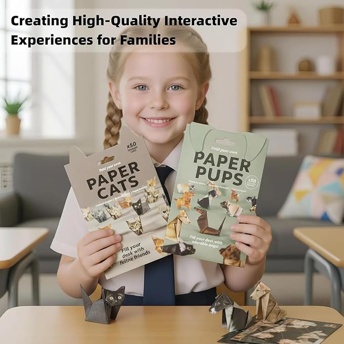 DIY Paper Cats - 50 Sheets DIY Origami Paper to Fold Cute Cat Figures, Fun Craft Activity for Adults & Kids, Desk Decoration & Gift for Cat Lovers