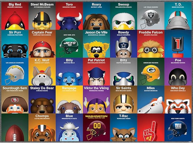 NFL Mascots 100-Piece Puzzle for Kids - Officially Licensed NFL Product - 14"x19"