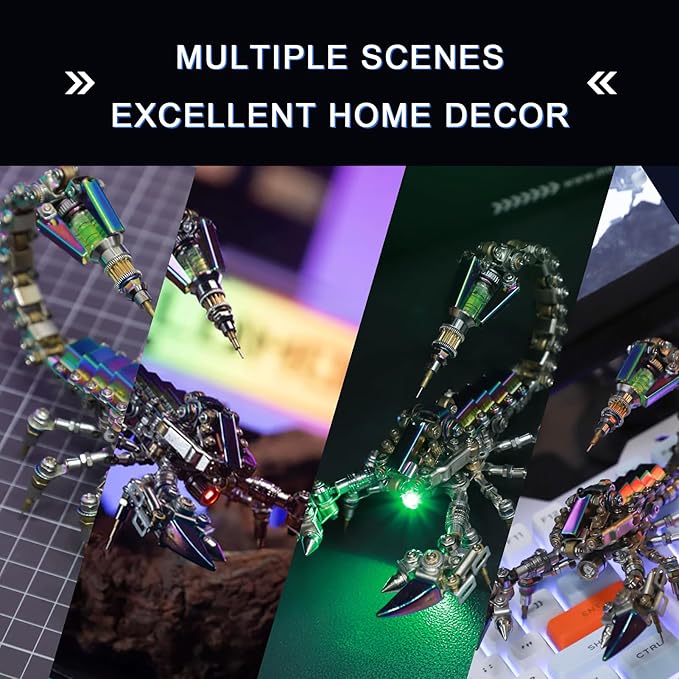 Mostarle Cyberpunk Rage Scorpion 3D Metal Puzzle, DIY Sci-Fi Model with with Glowing LED Core, Magnetic Assembly, Creative Gift & Futuristic Home Décor for Adults & Teens