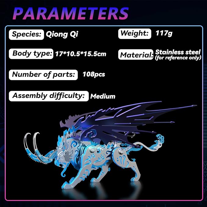 3D Metal Puzzles for Adults,3D Metal Model Kits Mechanical Qiong Qi Blue,Steel 3D Puzzles Stainless Steel Ornaments for Adults Home Decor Art Craft Gifts Toys