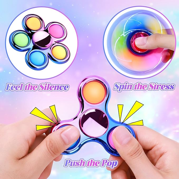 Pop Fidget Spinner Sensory Fidget Toys Adults Kids 4-8-12 with Autism ADHD, Anxiety Toys Stress Relief Teen Boy Gifts Birthday, Party Favors Classroom Return Carnival Prizes Goodie Bag Stuffers