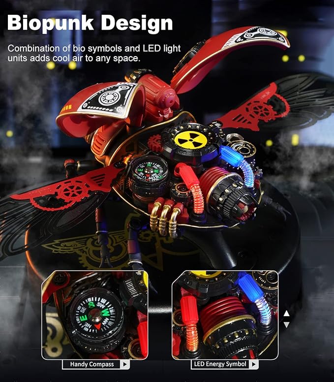 ROKR 3D Metal Model Kits for Adults Scout Beetle - 147PCS 3D Metal Puzzle Electric Mechanical Plastic Building Kit Hobby Kit Gift for Adults