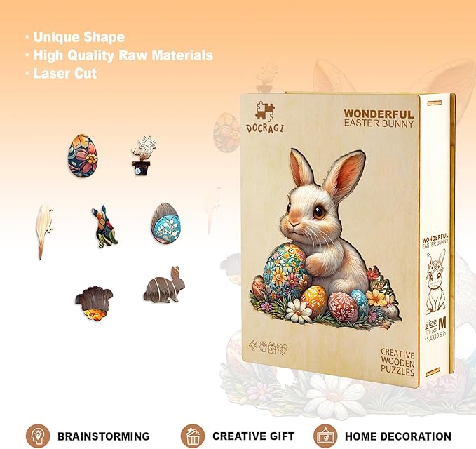 Wooden Puzzles for Adults - Wonderful Easter Bunny Wooden Puzzles - Unique Shaped Wooden Jigsaw Puzzles - Animal Wooden Puzzle Creative Bunny Gifts - Puzzle Toys - (85pcs)