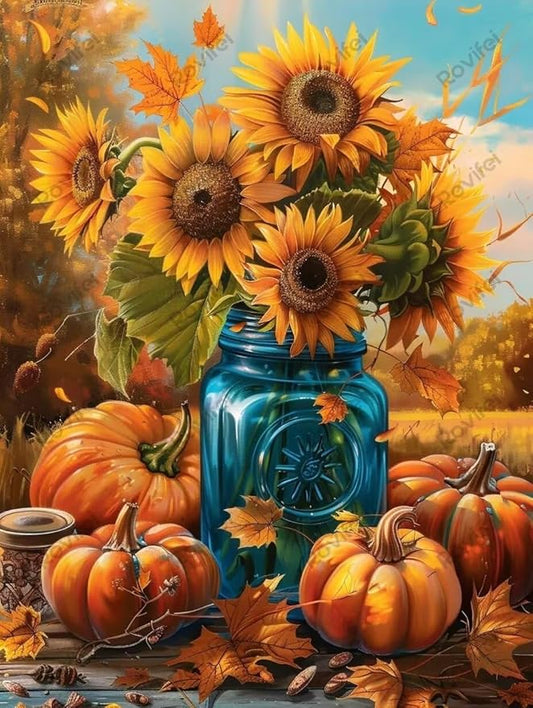 Thanksgiving Day Puzzles for Adults 500 Pieces, DIY Fall Sunflower Puzzles, Eco-Friendly Wooden Thanksgiving Puzzles - for Home Decor Room Decor Wall Decor - Funny Gifts 20x15 Inch