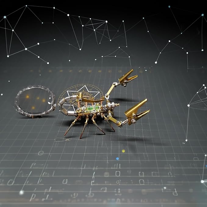 Metal Insect Steampunk Bug Mechanical Steampunk Sculpture Insect Clockwork 3D Metal Puzzle, Mechanical Insects Model (Leveling Scorpion)