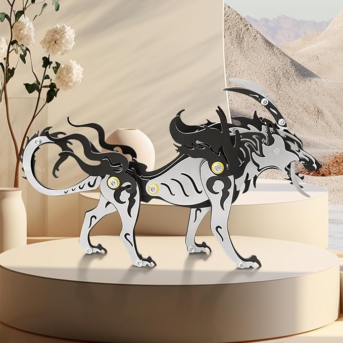 3D Metal Puzzles,3D Metal Puzzle for Adults,Mechanical Model Kit Wolf King Black,Steel 3D Puzzles Stainless Steel Ornaments for Adults Home Decor Art Craft Gifts Toys.