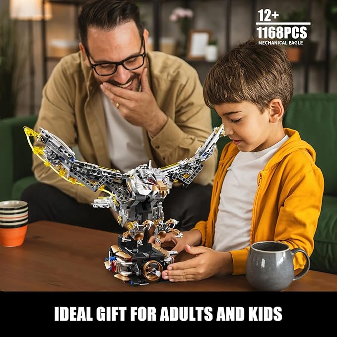 Ideas Mechanical Eagle Building Set with Light, Compatible with Lego Animal, Rotatable Eagle Building Blocks Toy for Adults, STEM Gift for Girls Boys Teens Age 12+ (1168 PCS)