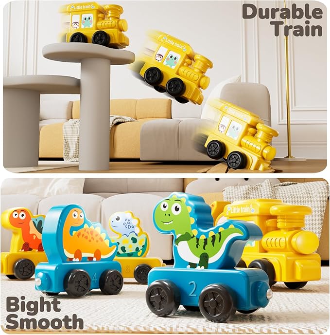 Magnetism Toys Dinosaur Train Set for Toddlers 1 2 3 4 Years Old - Dinosaur Toys for Kids, Color Sorting Toy, Preschool Educational Learning Activities, Birthday Gifts for Boys Girls 1-3, 2-4
