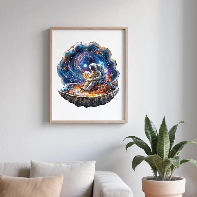 Wooden Puzzles for Adults - 200 Pieces Wooden Puzzle Shell Universe - Unique Animal Shape Wood Cut Puzzles - Eco-Friendly Home Office Decor (M-11.4 * 11.3in)