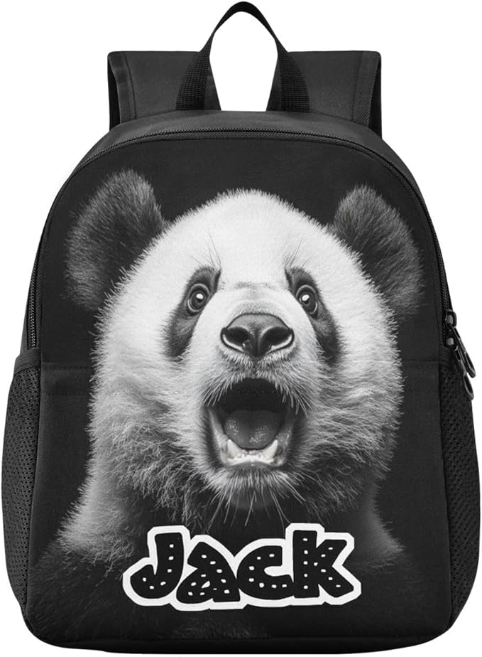 Cute Panda Black Toddler Backpack for Boys Girls 3-6 Preschool Small Backpacks Kids Mini Kindergarten Bookbag for Elementary for Travel