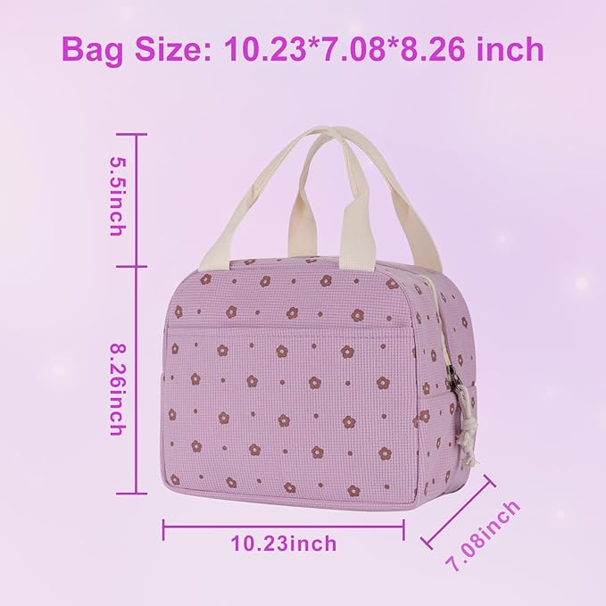 Lunch Box for Women, Reusable Insulated Lunch Box Floral Tote Bags Corduroy Totes for Women Office Work Travel Picnic
