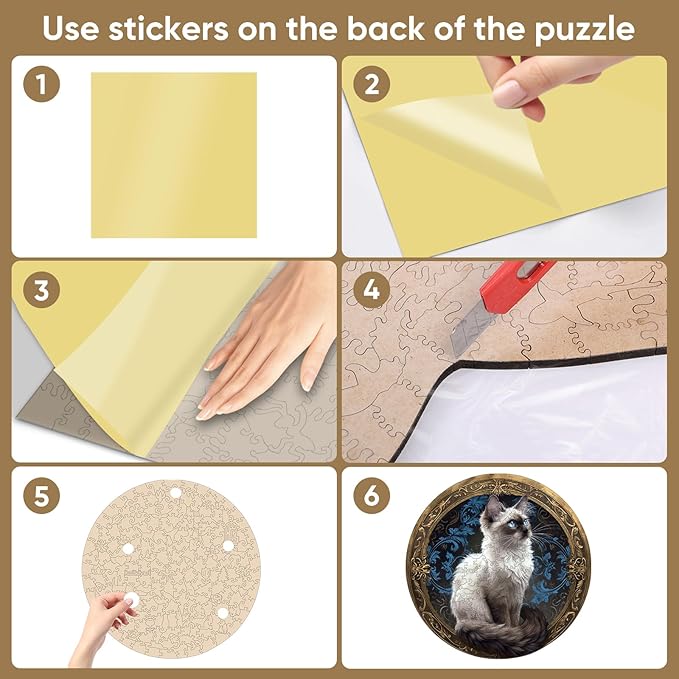 Ruikiyart Wooden Puzzles for Adults, 5MM 500 Pieces Siamese Cat Jigsaw Puzzles, Unique Shapes Pieces Gift for Kids and Adults on Birthday, Thanksgiving, Christmas (16.7"x16.7")