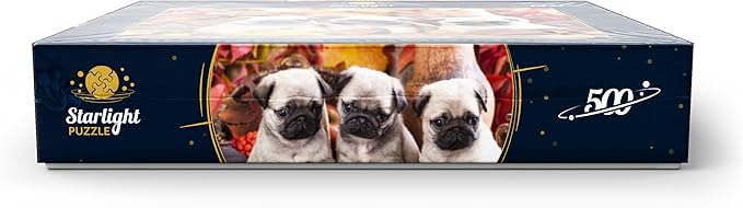 MyPuzzle Pug Puppies - Premium 500 Piece Jigsaw Puzzle - Made in USA
