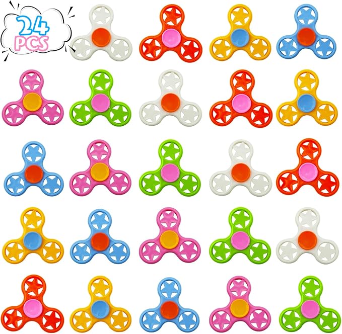 24 Pack Fidget Spinner Fidget Toys,Party Favors Supplies Birthday Gifts Goodie Bags Stuffers for Kids Adults,Sensory Toys for Anxiety ADHD Stress Relief,Carnival Treasure Box Toys Classroom Prizes