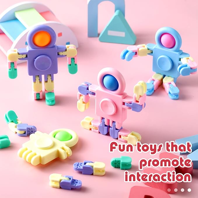 Libima 32 Pcs Robot Fidget Spinner Toys Transformable Sensory Fidget Toys Fidget Party Favors Robot Fingertip Toy Transformable DIY Chain for Teens Adults Piñata Goodie Bag Birthday Gift(4 Colors)