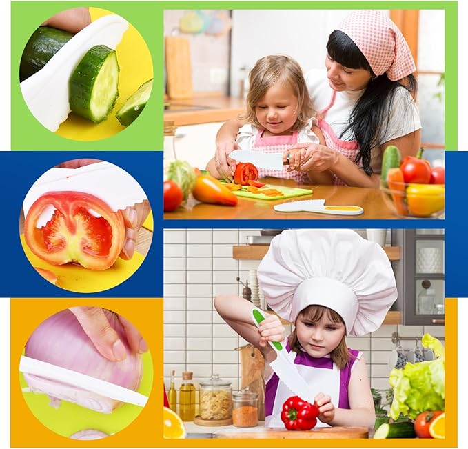 Montessori Toddler Knife Set-3PCS Kids Safe Knives for Real Cooking Kids Cooking Sets Real Cooking Kitchen Tools Toddler Friendly Knives